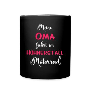 Oma Hühnerstall - Tasse einfarbig - Schwarz - Vorne