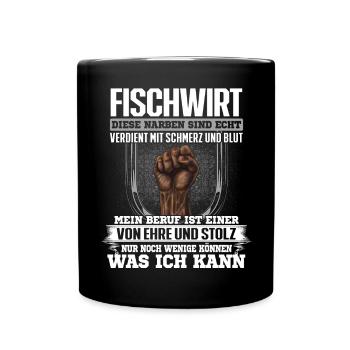 FISCHWIRT - Ehre und Stolz - Tasse einfarbig - Schwarz - Vorne