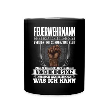 FEUERWEHRMANN - Ehre und Stolz - Tasse einfarbig - Schwarz - Vorne