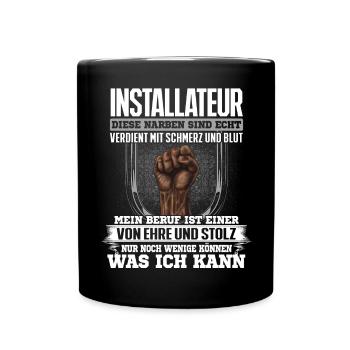 INSTALLATEUR - Ehre und Stolz - Tasse einfarbig - Schwarz - Vorne