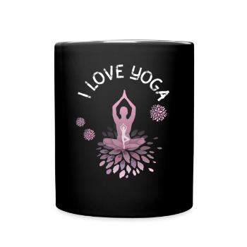 love Yoga yogi Namaste shanti Buddha Lotus meditat - Tasse einfarbig - Schwarz - Vorne