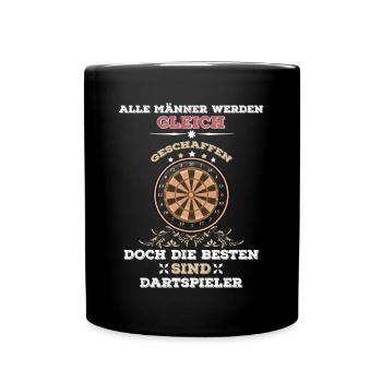 Lustiger Dart Spruch Dartscheibe Darten Geschenk - Tasse einfarbig - Schwarz - Vorne