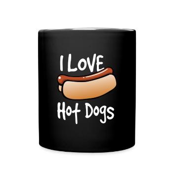 Ich liebe Hot Dogs - Tasse einfarbig - Schwarz - Vorne