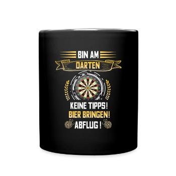 Lustiger Dart Spruch Dartscheibe Darten Geschenk - Tasse einfarbig - Schwarz - Vorne