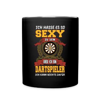Lustiger Dart Spruch Dartscheibe Darten Geschenk - Tasse einfarbig - Schwarz - Vorne