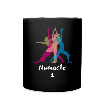 yoga namaste spirituell sport frau om meditation - Tasse einfarbig - Schwarz - Vorne