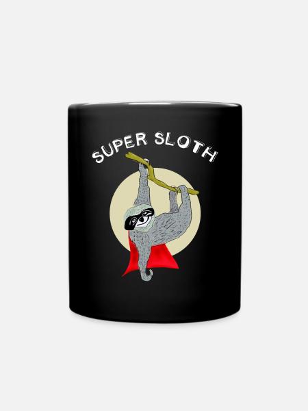 super sloth Faultier chillen lazy sleep nerd lo - Full Colour Mug - black