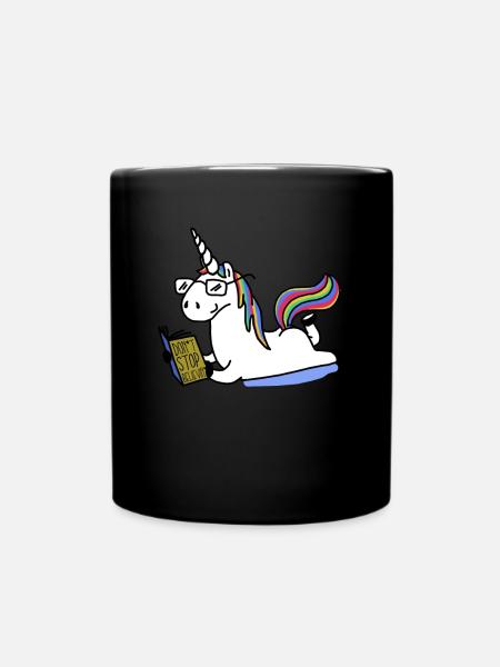 Unicorn Unicorn Cartoon - Full Colour Mug - black