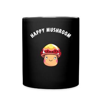 Glücklicher Pilz Comic happy Game - Tasse einfarbig - Schwarz - Vorne