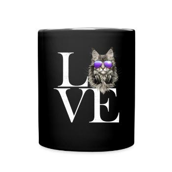 Maine Coon white - Full Colour Mug - black - Front