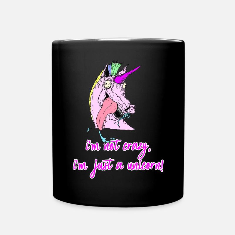 crazy unicorn verrücktes einhorn - Tasse einfarbig - Schwarz