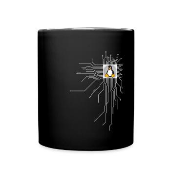 platine Pinguin Core Herz Computer pc Nerd program - Tasse einfarbig - Schwarz - Vorne