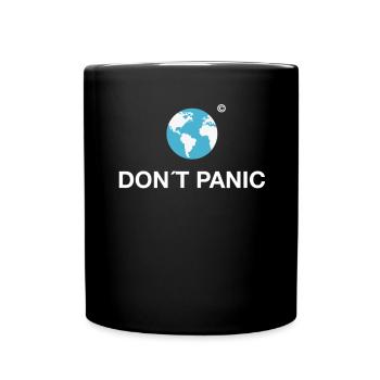 dont panic Earth planet hitchhiker's galaxy climate wall - Full Colour Mug - black - Front