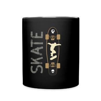 skate skateboard longboard halfpipe jump skull LOL - Full Colour Mug - black - Front