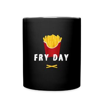 pommes fry fast food french fries freitag nerd LOl - Full Colour Mug - black - Front