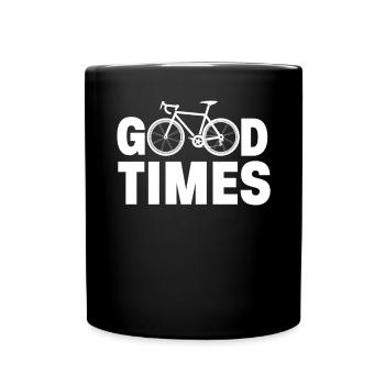 Radfahren - Gute Zeiten - Tasse einfarbig - Schwarz - Vorne