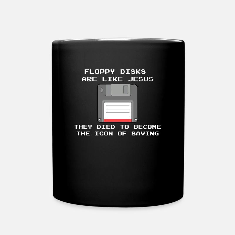 Nerd and computer professionals - floppy disks like Jesus - Full Colour Mug - black