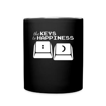 KEYS to HAPPINESS - Die Tasten zum Glück - Tasse einfarbig - Schwarz - Vorne