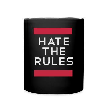 Hate the rules - disobey rules - Full Colour Mug - black - Front