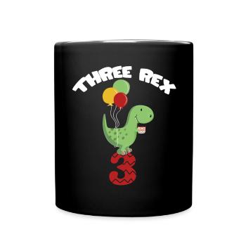 Three Rex - Dritter Geburtstag Junge - 3 Jahre - Tasse einfarbig - Schwarz - Vorne