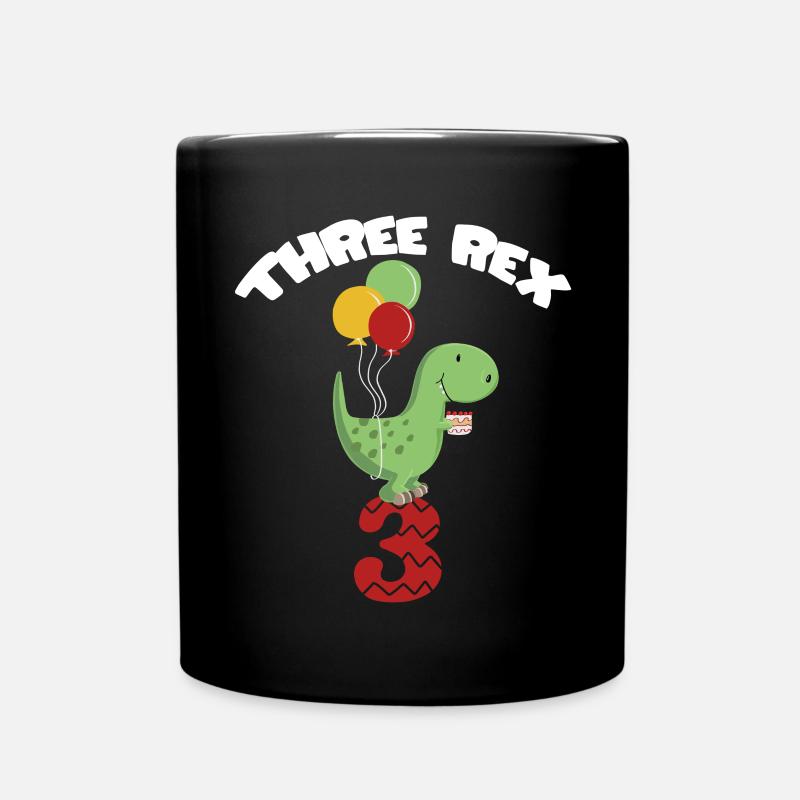 Three Rex - Dritter Geburtstag Junge - 3 Jahre - Tasse einfarbig - Schwarz