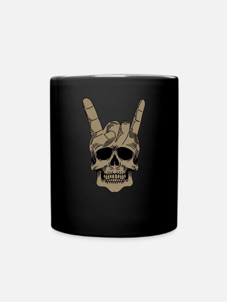 crâne de métaux lourds avec des cornes de diable - Mug uni - noir