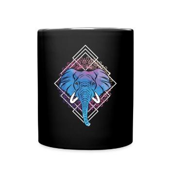 Elefant Geschenk Safari Afrika Kinder Rüssel Tier - Tasse einfarbig - Schwarz - Vorne