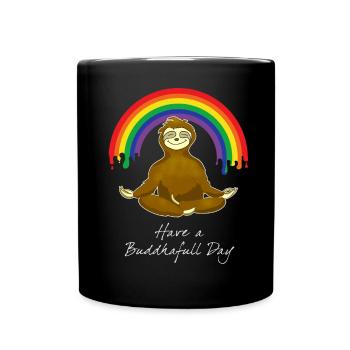 yoga faultier buddha om meditation CSD lbgtq+ chil - Tasse einfarbig - Schwarz - Vorne