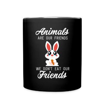Süßer Hase Vegan Vegetarier Tiere World Vegan Day - Tasse einfarbig - Schwarz - Vorne