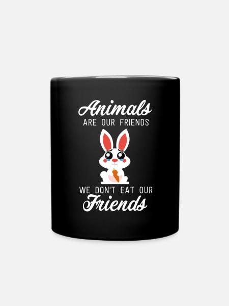 Süßer Hase Vegan Vegetarier Tiere World Vegan Day - Tasse einfarbig - Schwarz