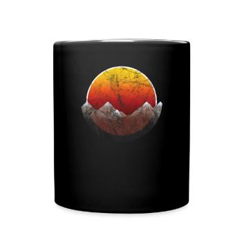 Mountains Silhouette Sun Gift Sunset - Full Colour Mug - black - Front