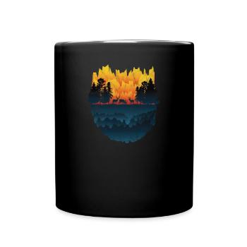 Geschenk Reh Hirsch Geweih Silhouette Wald Jäger - Tasse einfarbig - Schwarz - Vorne