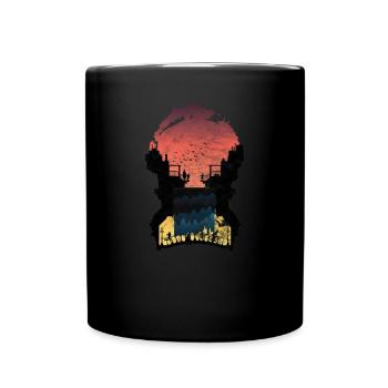 Sonnenuntergang Silhouetten Leben Geschenk Stadt - Tasse einfarbig - Schwarz - Vorne
