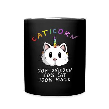 Kawaii Caticorn Unicorn Cat - Magic Unicorn - Full Colour Mug - black - Front