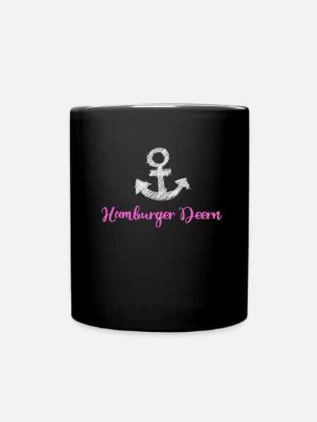 hamburger deern anchor lake harbor girl girl sea - Full Colour Mug - black