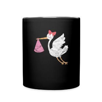 Stork baby bird white stork - Full Colour Mug - black - Front