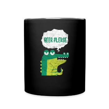 Crocodile zoo saying gift party beer cartoon - Full Colour Mug - black - Front