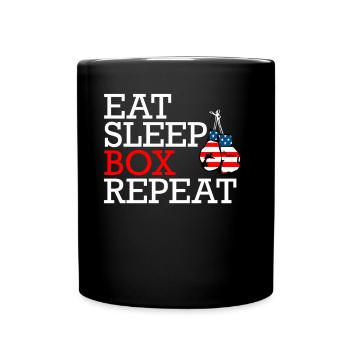 Eat Sleep Box Repeat mit Boxhandschuhen - Tasse einfarbig - Schwarz - Vorne
