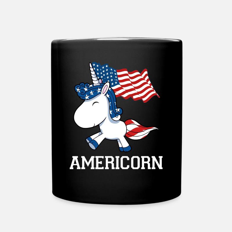 Amerika USA Einhorn Einhörner Pferd Geschenk - Tasse einfarbig - Schwarz