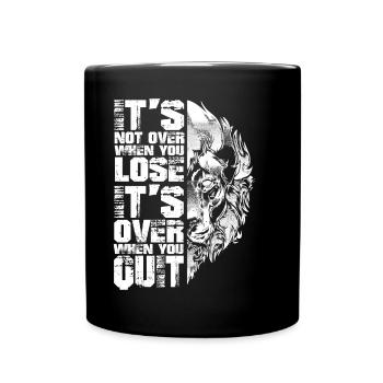 Lion Motivation Saying Giving Up Gift Strength - Full Colour Mug - black - Front
