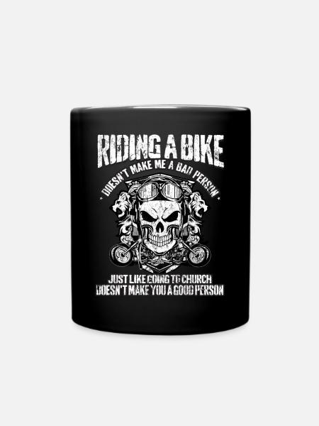 Moto, motocycliste, église, motocyclisme - Mug uni - noir