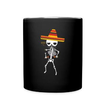 Squelette Mexique Sombrero Cadeau Chapeau De Fête Hochet - Mug uni - noir - Devant