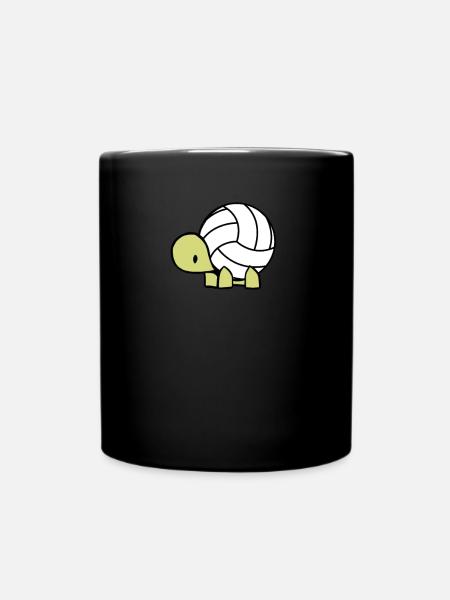 Volleyball Schildkröte Volley Ball Reptil Geschenk - Tasse einfarbig - Schwarz