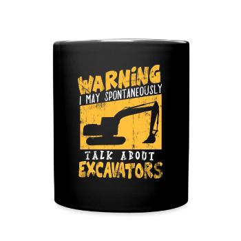 excavator digger construction vehicle boy birthday - Mug uni - noir - Devant