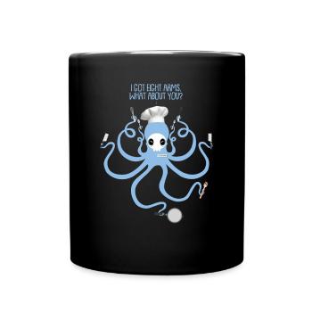 Octopus Gift Saying Chef Chef Pan Fork - Full Colour Mug - black - Front