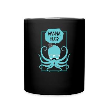 Saying gift party hug squid octopus - Full Colour Mug - black - Front