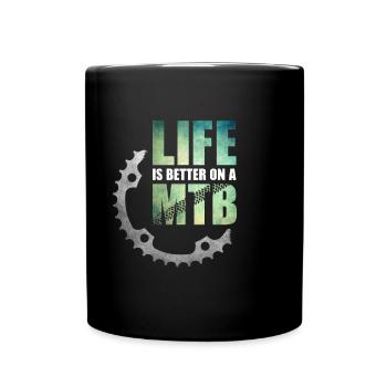 MTB Mountainbike Downhill Enduro Berge Geschenk - Tasse einfarbig - Schwarz - Vorne