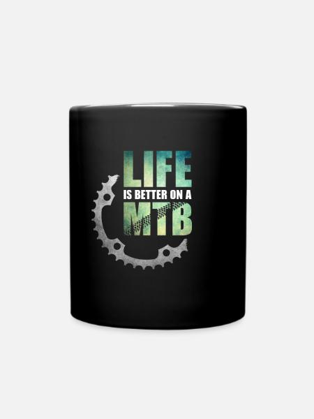 MTB Mountainbike Downhill Enduro Berge Geschenk - Tasse einfarbig - Schwarz