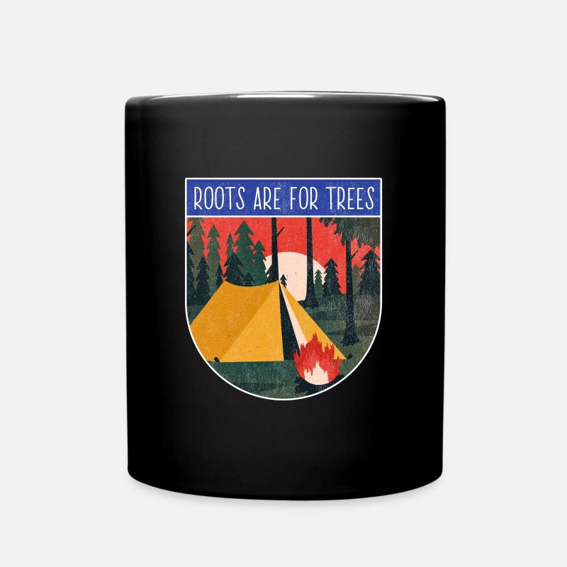 Roots Camping freedom nature silence camp - Full Colour Mug - black