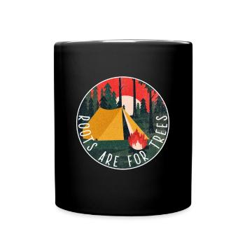 Roots Camping travel freedom nature silence camp - Tasse einfarbig - Schwarz - Vorne